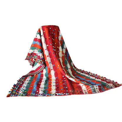 Jajim rug, 186x140 cm when laid out, multicolored stripes with fringes
