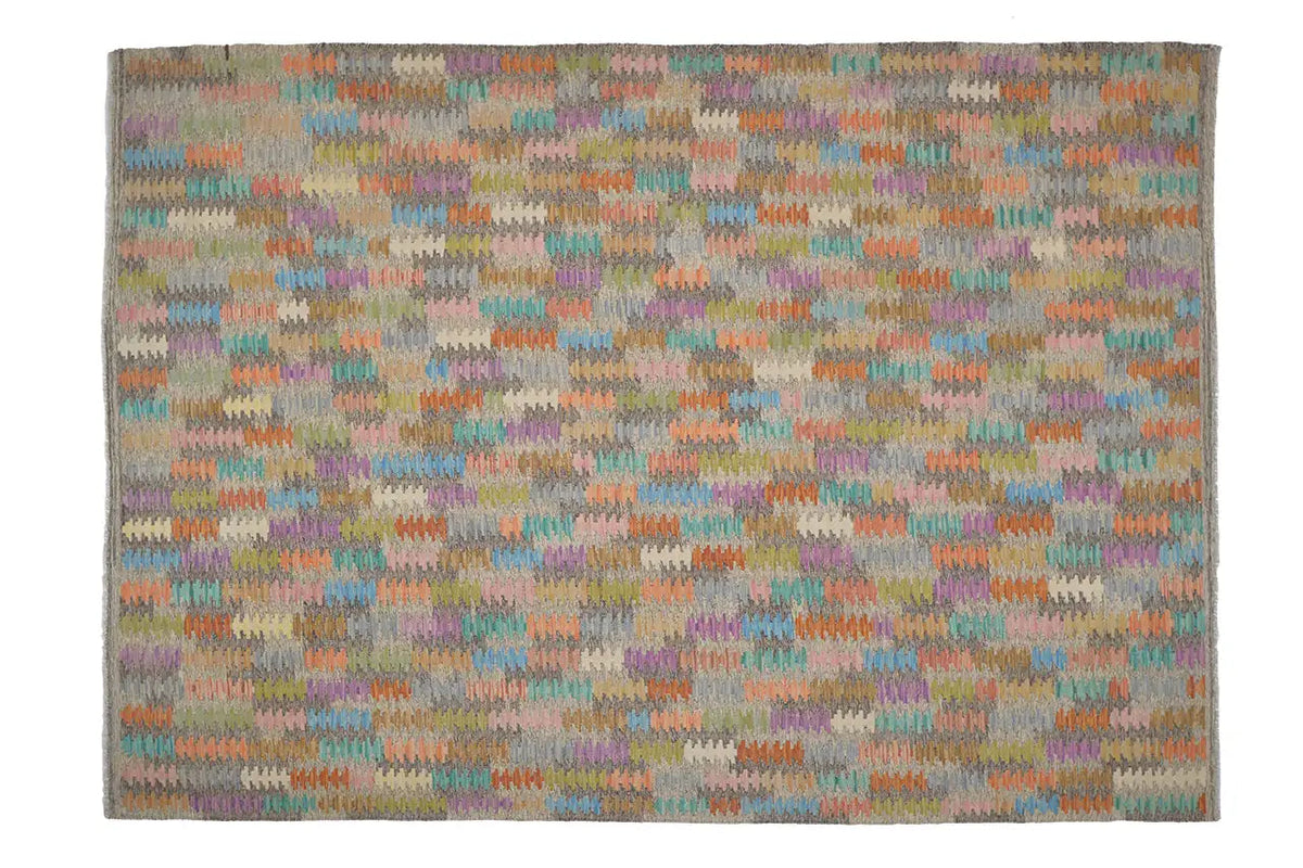 Kilim rug with a multicolored geometric pattern, rectangular