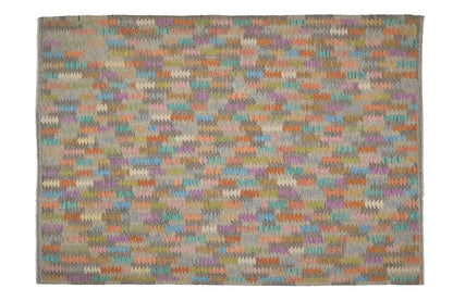 Kilim rug with a multicolored geometric pattern, rectangular