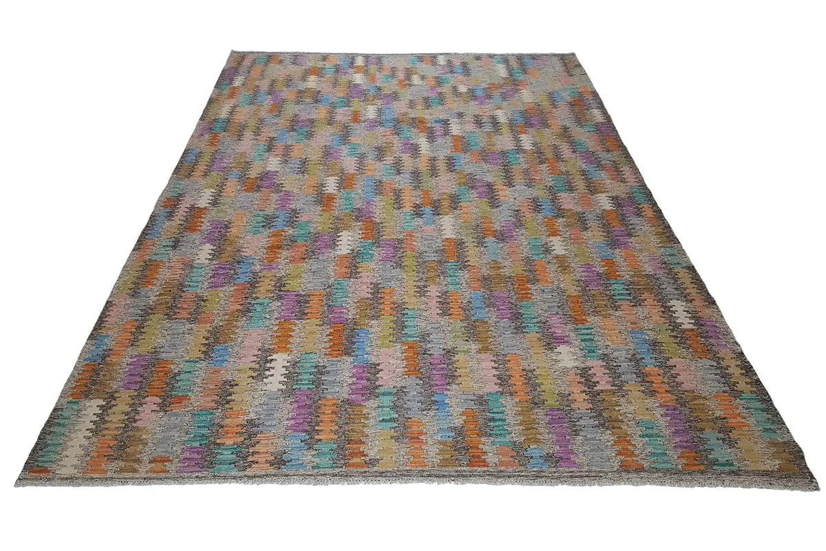 Kilim rug, spread out, multicolored diamond pattern