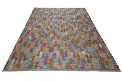Kilim rug, spread out, multicolored diamond pattern