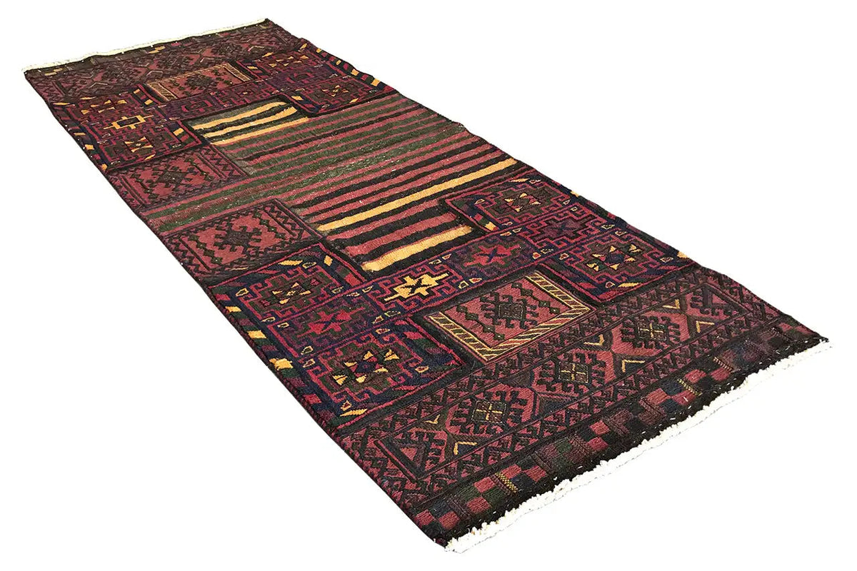 Bakhtiari kilim rug with a striped field and ornamental borders, with fringes