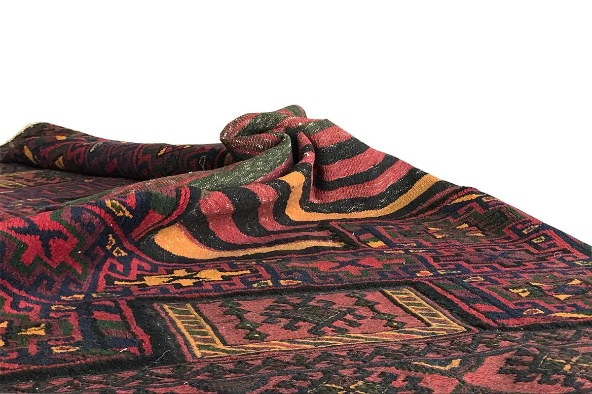 Bakhtiari kilim with bold blocks of color, broad stripes, and geometric ornaments
