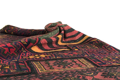 Bakhtiari kilim with bold blocks of color, broad stripes, and geometric ornaments