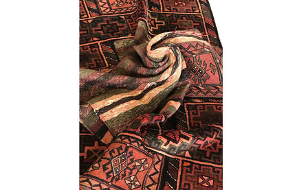 Kelim Bakhtiari detailed view: woven geometric motif in red, beige and dark brown