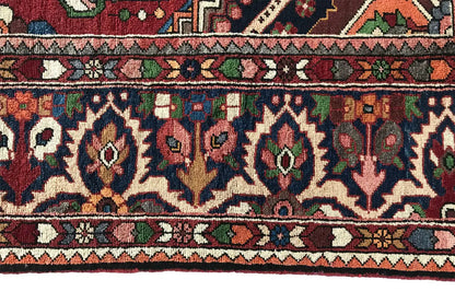 Carpet border with blue-red ornaments, zigzag and diamond rows