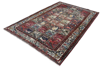Oriental rug with floral medallions and border, multicolored, rectangular (294x199 cm)