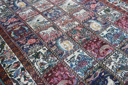 Close-up of the Oriental rug: tile pattern with floral motifs and ornaments