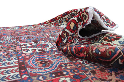 Bakhtiari rug 303x205 cm with rolled edge, red, blue and cream pattern