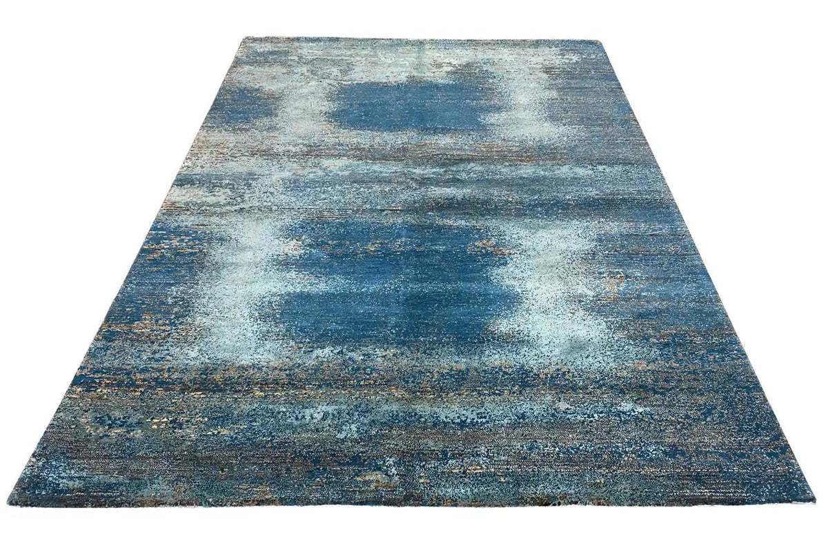 Designer rug with an abstract blue pattern, rectangular, 242x175 cm
