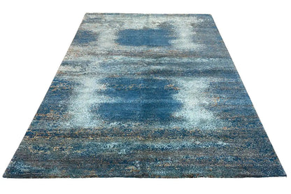 Designer rug with an abstract blue pattern, rectangular, 242x175 cm
