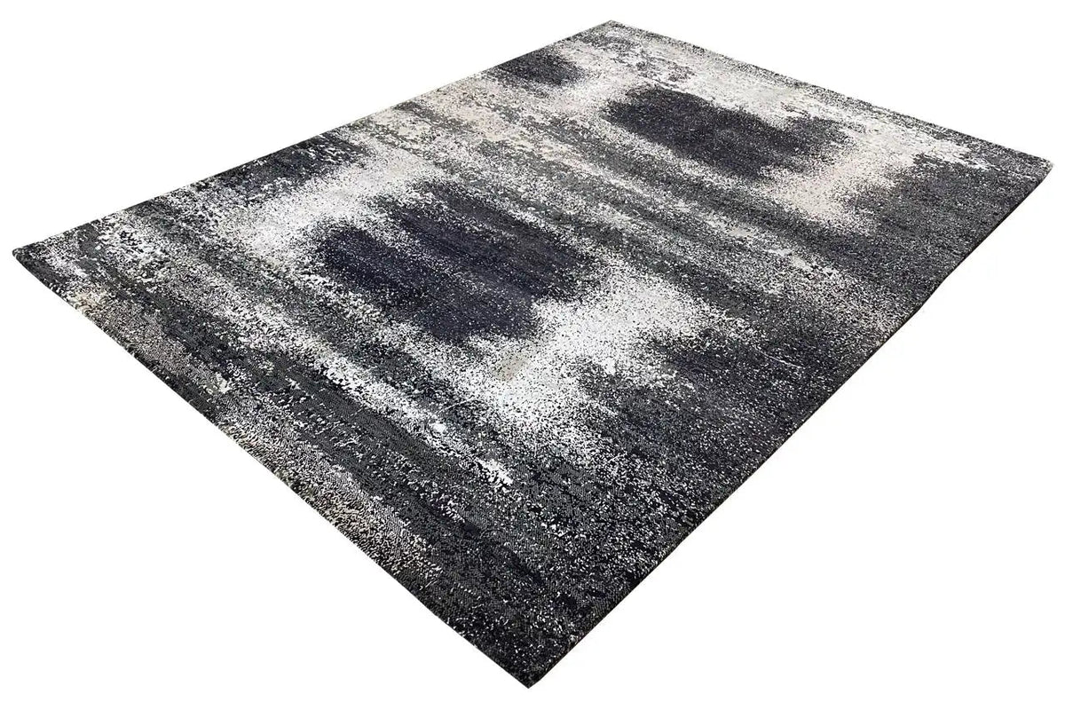 Designer rug 239x179 cm with an abstract black-gray-white pattern, rectangular