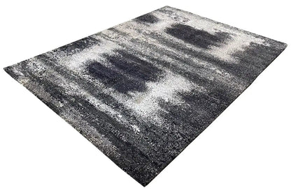 Designer rug 239x179 cm with an abstract black-gray-white pattern, rectangular