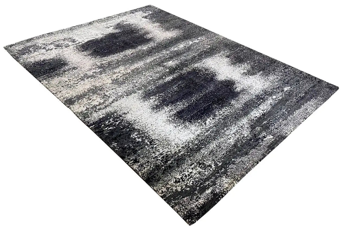 Designer rug 239x179 cm with abstract bars in dark and light gray