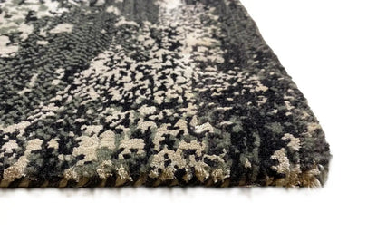 Designer rug 239x179 cm with pile along the edge, black-and-gray abstract pattern