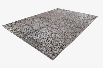 Rug with vintage ornaments, gray/dark gray, border, 236×163 cm
