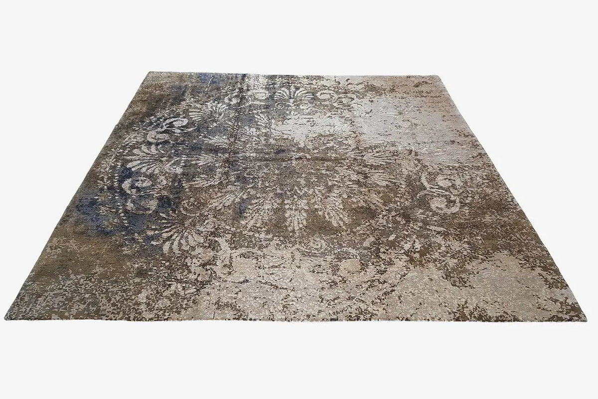 Designer rug Bo Hamsa: brown and beige flatweave rug with an ornamental pattern, rectangular