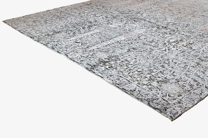 Rug, rectangular: gray-blue ornamental pattern with a light pile gradient and edges