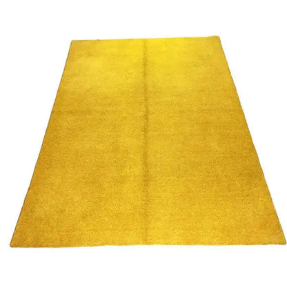 Mustard-yellow Gabbeh rug, rectangular, smooth texture, dimensions 238x173 cm