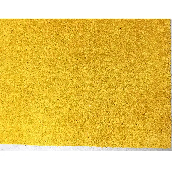 Mustard-yellow Gabbeh rug, close-up of the surface and edge border