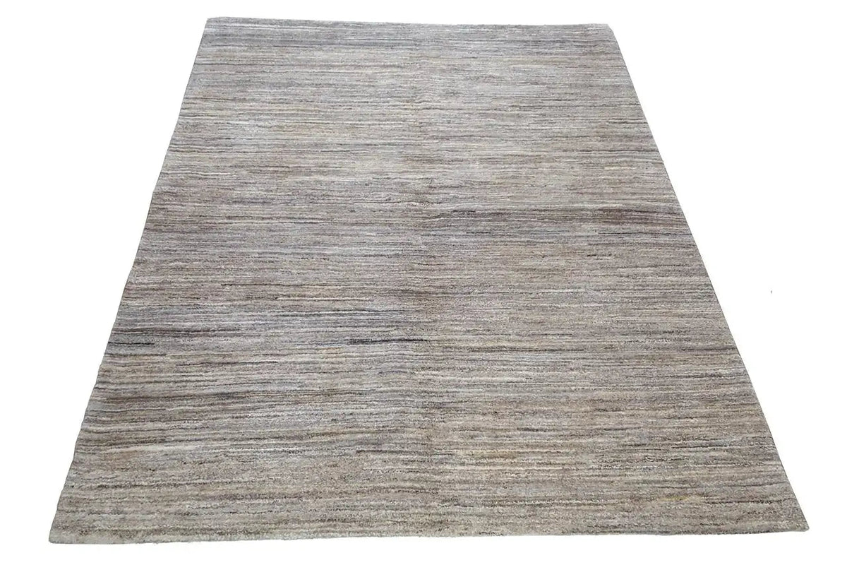 Natural gray-beige Gabbeh rug with a fine striped weave structure