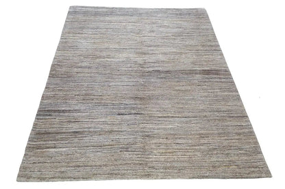 Natural gray-beige Gabbeh rug with a fine striped weave structure
