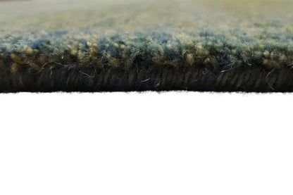 Gabbeh rug with a green mottled selvedge and dense fringes