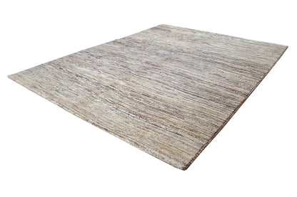 Gabbeh rug in natural tones, rectangular, fine linear design in beige and gray