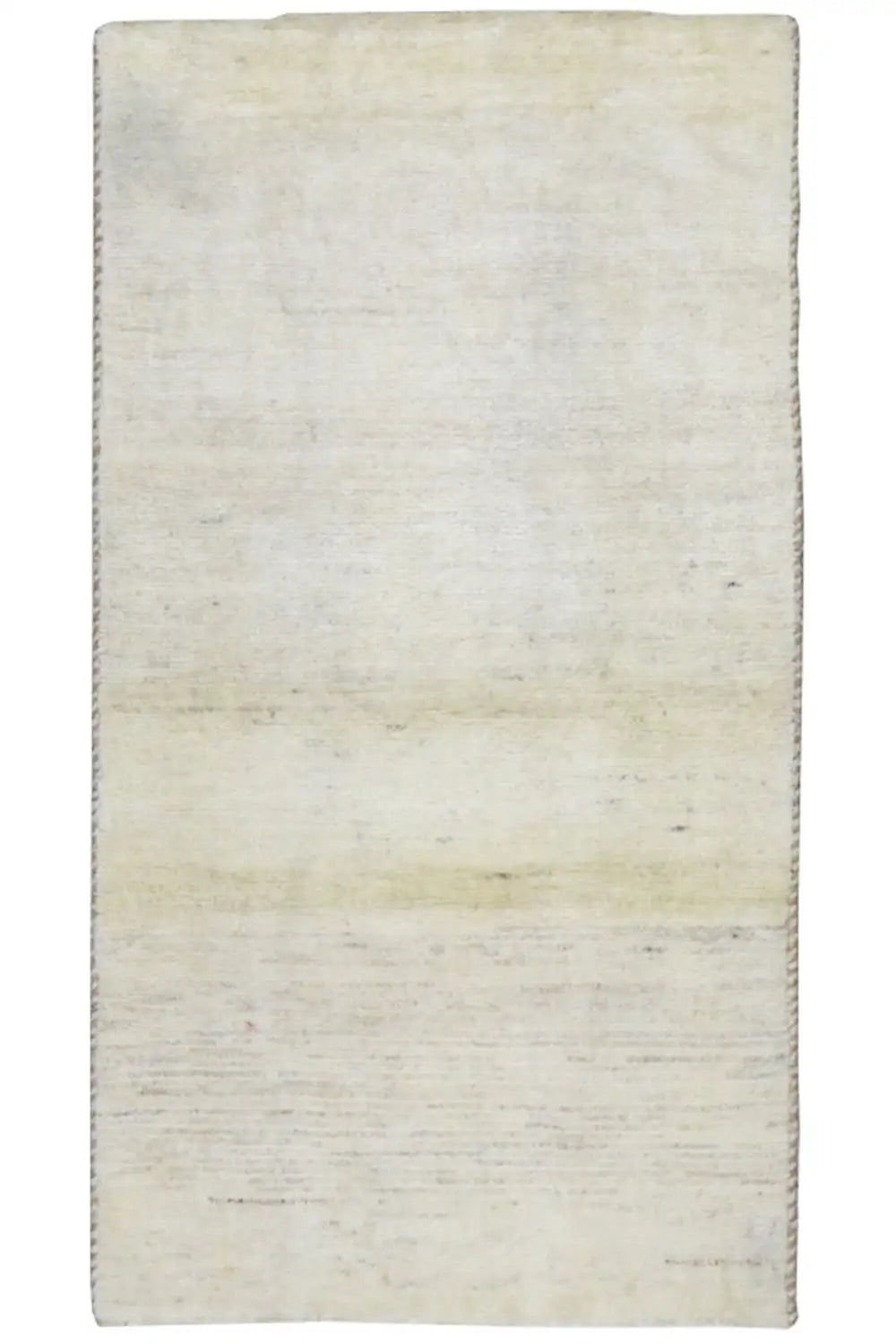 Beige Gabbeh rug, rectangular, with a simple mottled surface.