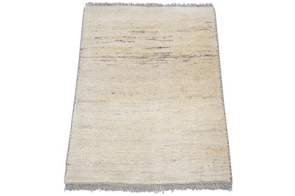 Gabbeh rug 86x62 cm, beige flatweave with dark lines, edged
