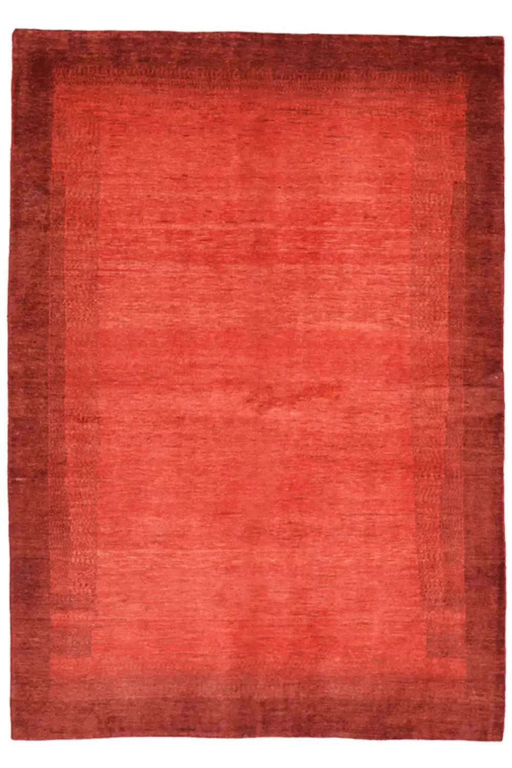 Gabbeh rug (230x161 cm) in red with simple, uniform color blocks