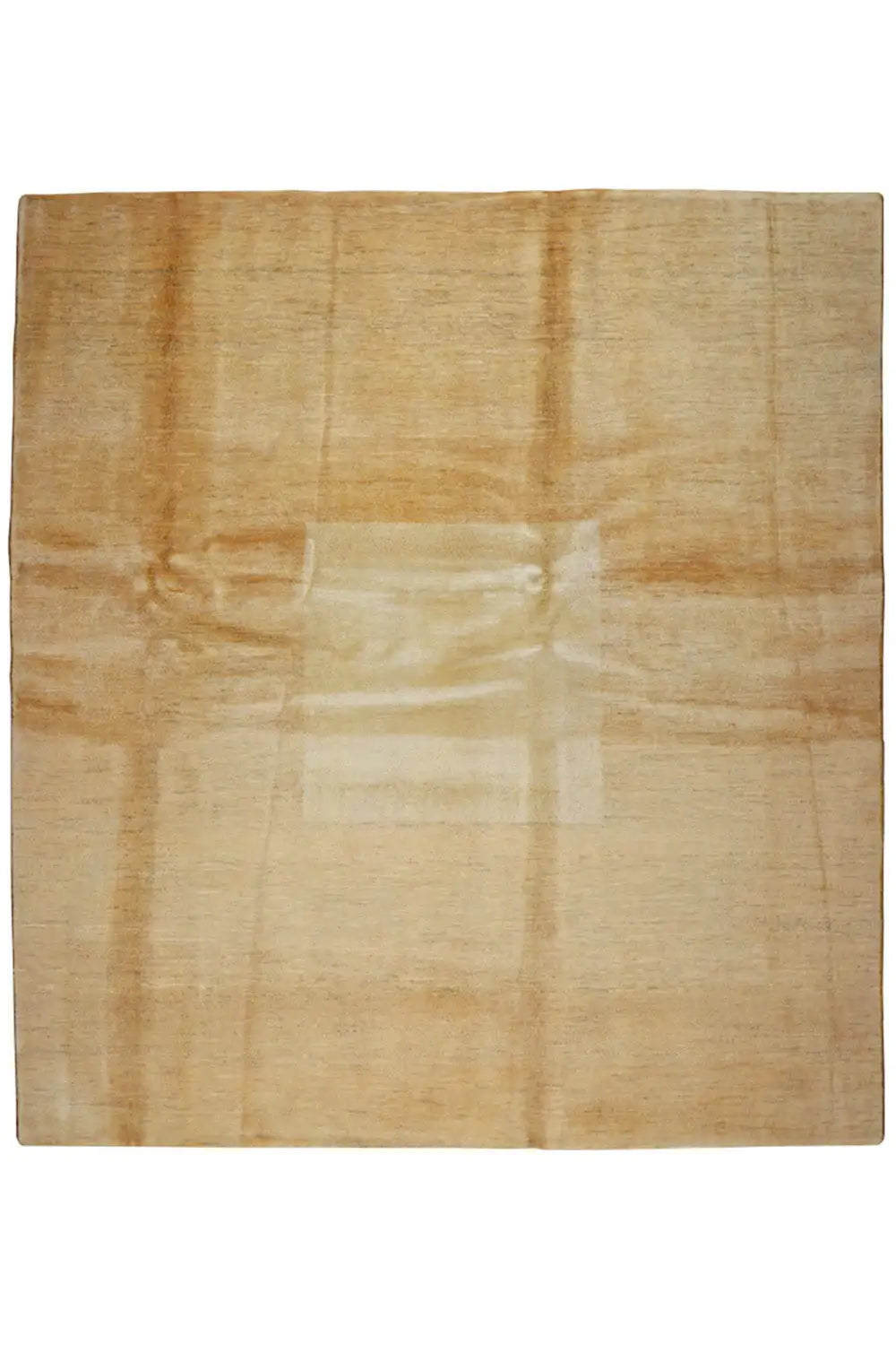 Beige gabbeh rug with an abstract line pattern, square, 208x190 cm