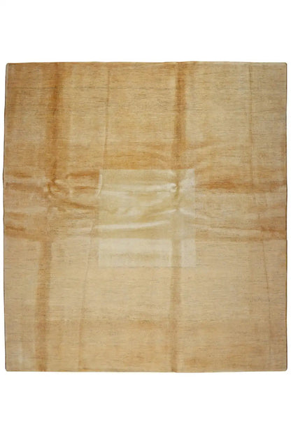 Beige gabbeh rug with an abstract line pattern, square, 208x190 cm