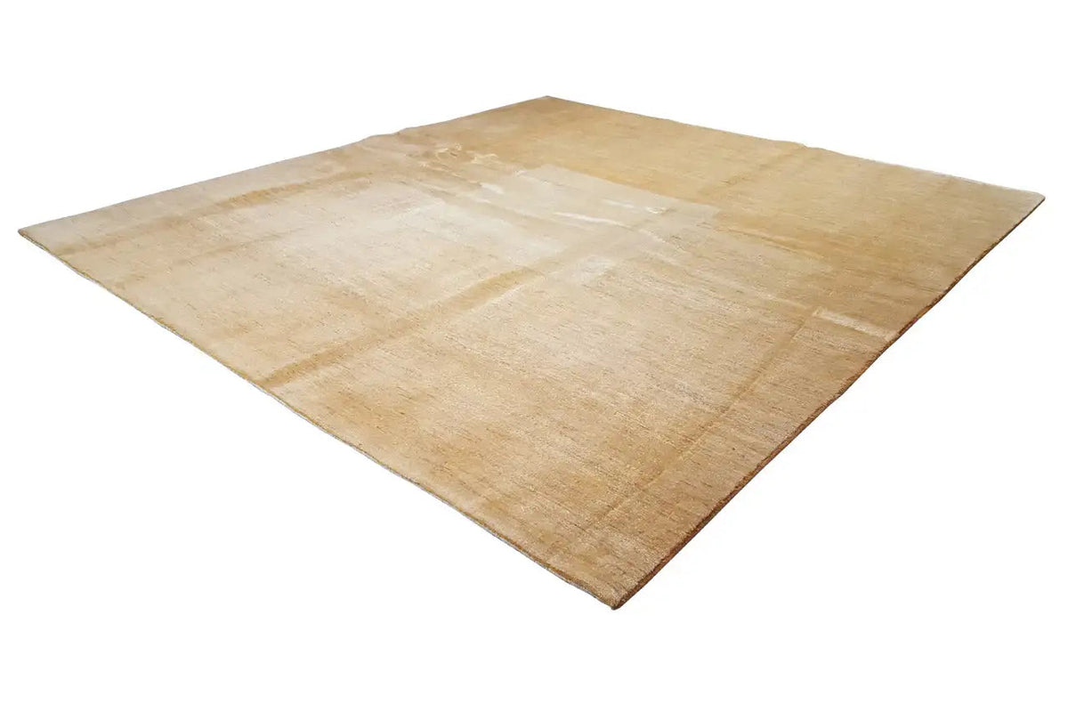 Gabbeh rug with a beige abstract pattern, rectangular, corner view
