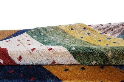 Gabbeh rug 200×148 cm Detail: striped pile surface with a dense texture