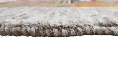Gabbeh rug with fringed edges and short beige pile