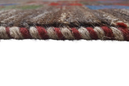 Gabbeh rug finished edge with short fringes and a dense weave structure