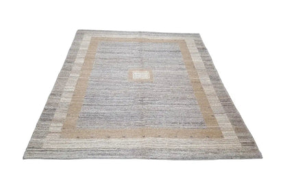 Gray-beige kilim rug with a square border pattern, 188x158 cm