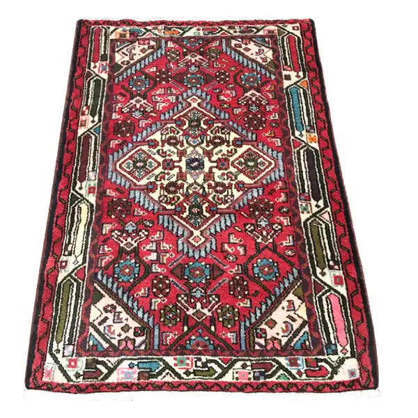 Hamadan rug 118x78 cm, red pattern with ornaments and contrasting borders