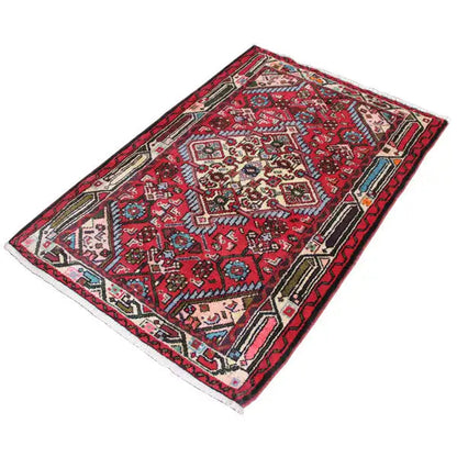 Rug 118x78 cm in Hamadan style, red field with geometric ornaments
