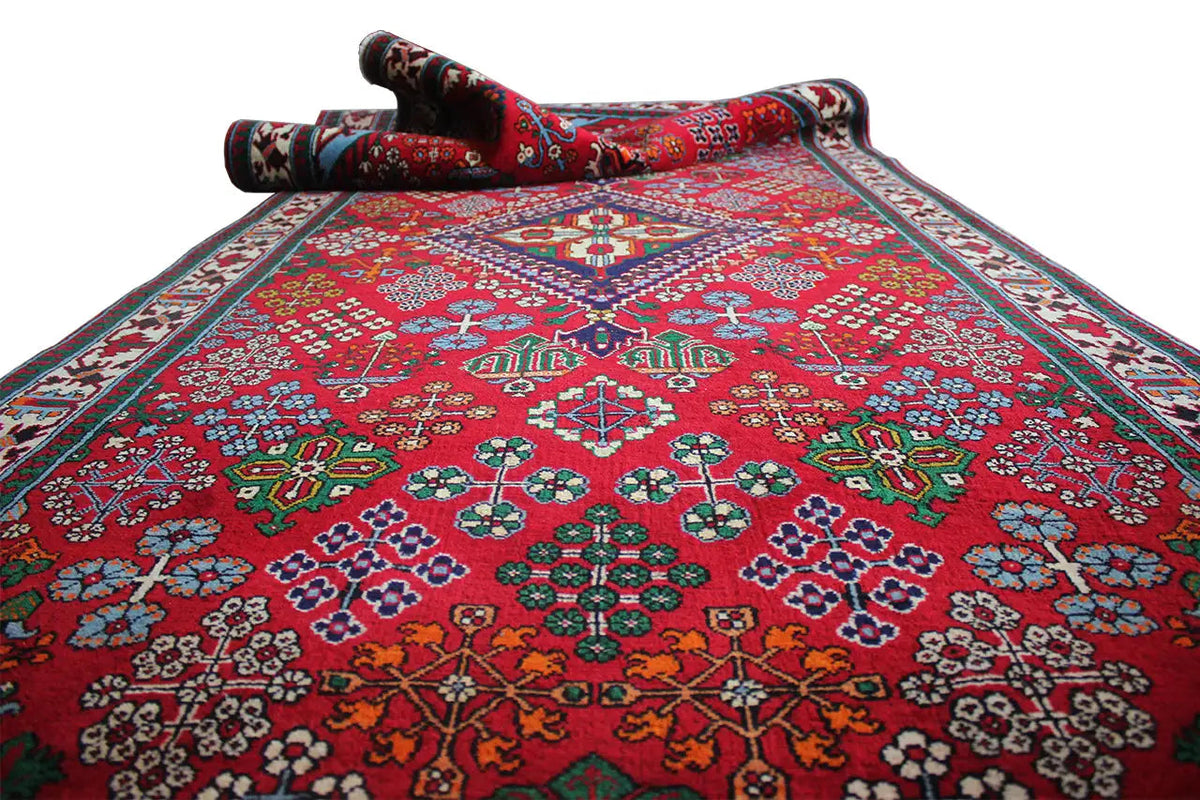 Josheghan runner 370x112 cm, red all-over pattern with multicolored ornaments and border