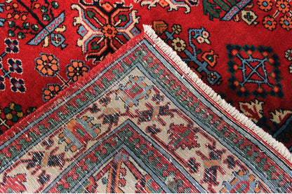 Josheghan runner 370x112 cm – Weave detail: red pattern and green-blue ornaments