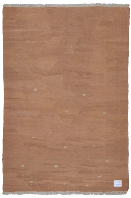 Rectangular kilim rug, brown-beige with light dots, bound and fringed