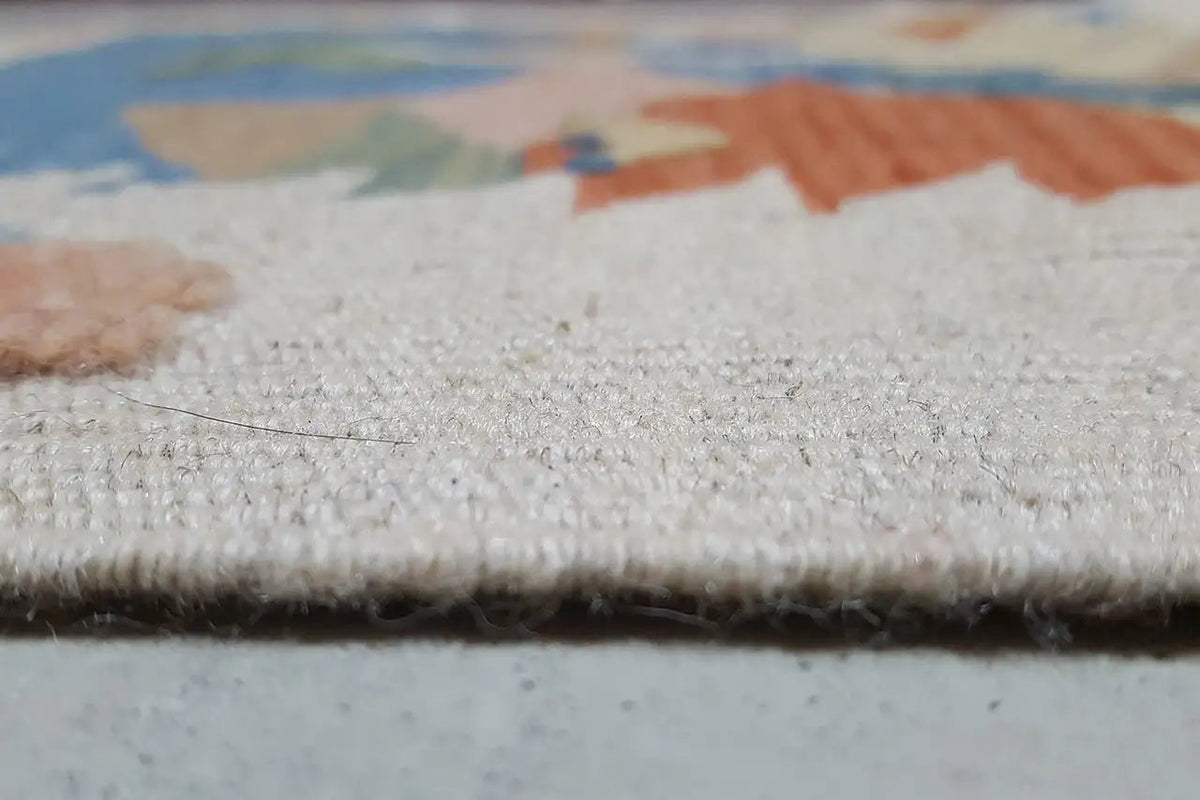 Kilim rug edge detail, fine fiber structure with short pile