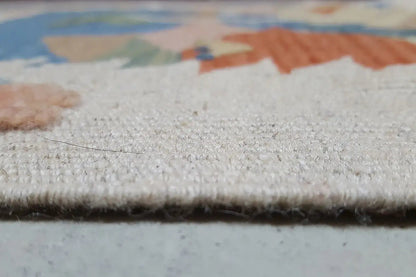 Kilim rug edge detail, fine fiber structure with short pile