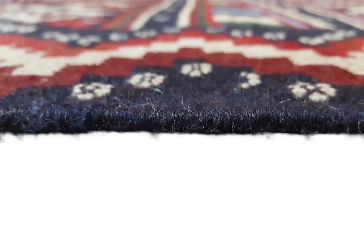 Kilim rug close-up: pile and frayed edge