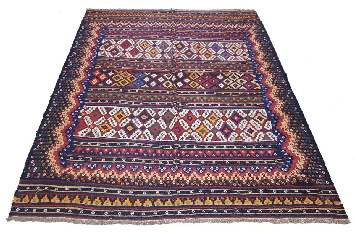 Kilim Sirjan 905433 with geometric borders, multicolored, rectangular