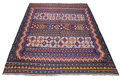 Kilim Sirjan 905433 with geometric borders, multicolored, rectangular