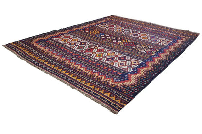 Kilim Sirjan 905433 with diamond and stripe patterns, multicolored, diagonal