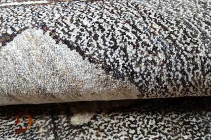Rectangular Gabbeh rug with dark gray pile and beige pattern, 96x65 cm